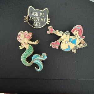 Set of Three Fun Enamel Pins